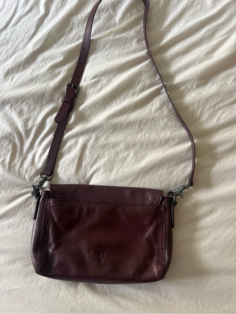 Frye Leather Crossbody Bag in Deep Burgundy maroon